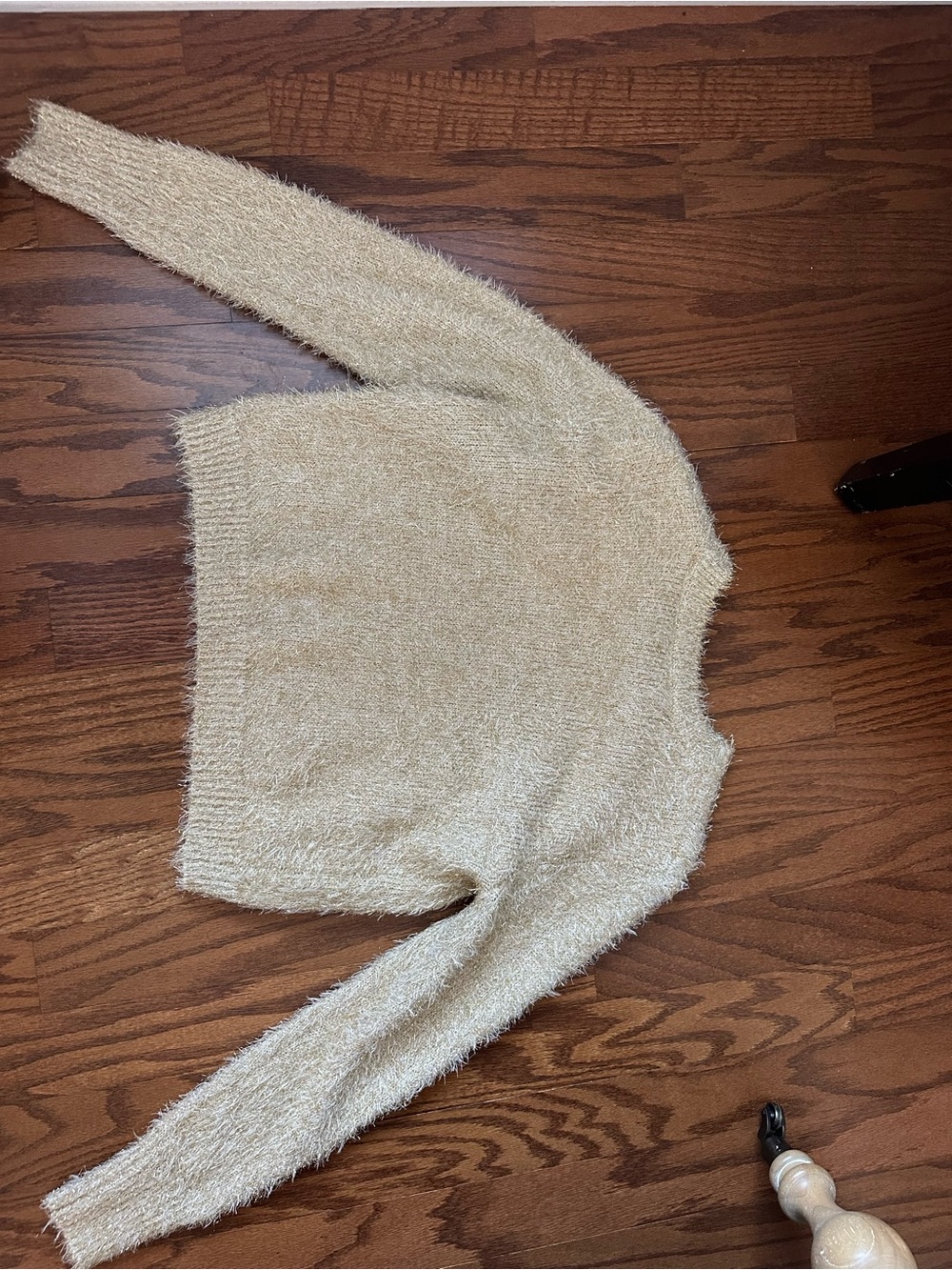 Rachel Zoe Cream Fuzzy Crewneck Sweater